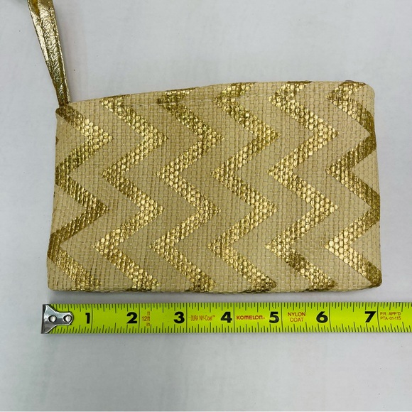 Straw & Gold Beach Shopping Tote Bag with Matching Wristlet - Picture 9 of 10